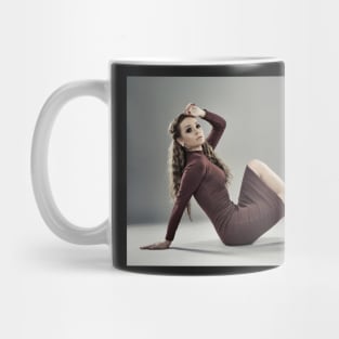 Fashion model on gray background, full length Mug